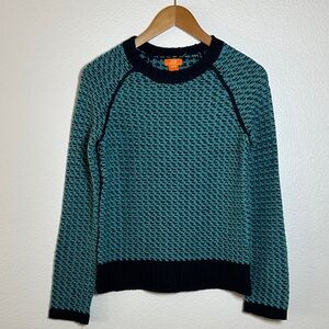 JOE FRESH Teal and Black Crew Neck Sweater